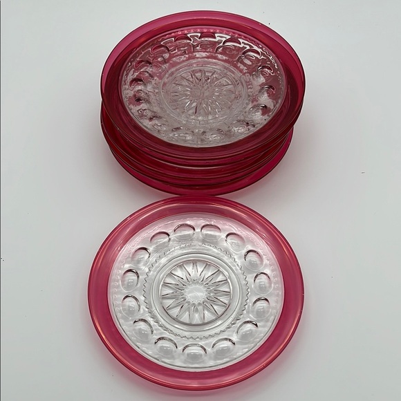 Vintage Tiffin-Franciscan King's Crown Ruby Red Flashed Salad Plates (Set of 6) - Picture 1 of 9